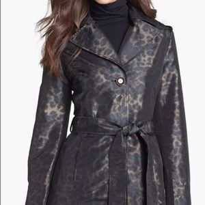 Ellen Tracy leopard print trench coat